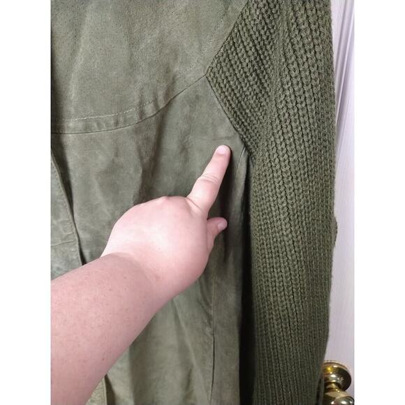 A.M.I. Woman 2X Jacket/ Sweater Green Snap 100 Leather Front Pocket Lined - Picture 12 of 12